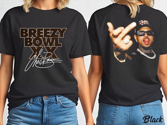 Chris Brown Breezy Bowl XX Double Sided T-Shirt, Chris Brown Album Merch, Chris Brown Fan Gift