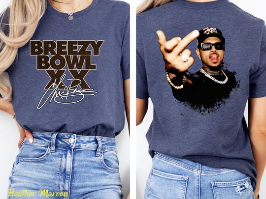 Chris Brown Breezy Bowl XX Double Sided T-Shirt, Chris Brown Album Merch, Chris Brown Fan Gift
