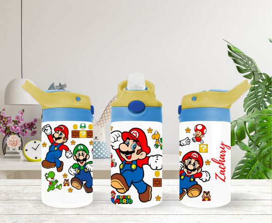 Personalized Mario Brothers 12oz Kids Water Bottle