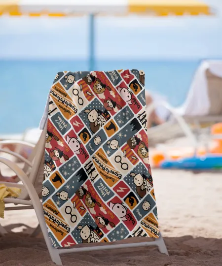 Harry Potter Cute Chibi Pattern Officially Licensed Beach Towel 30"x60"