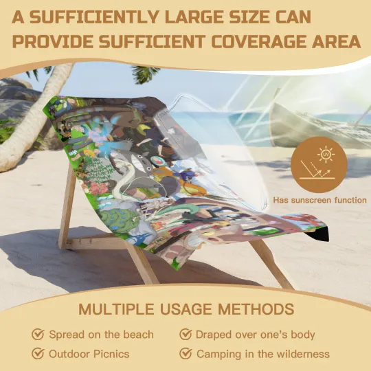 Totoro Beach Towel Quick Drying Microfiber Lightweight 30"x60" Birthday Gift