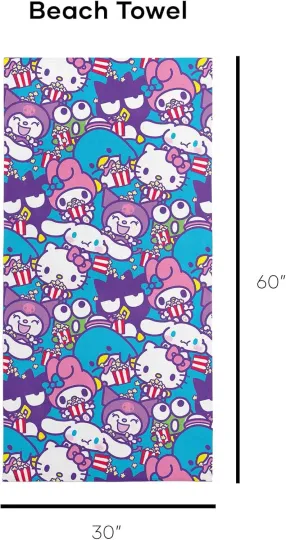 Towel - Hello Kitty and Friends - Popcorn Party Microfiber Beach/Bath 30x60