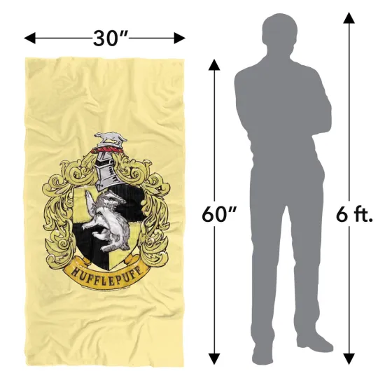 Harry Potter Hufflepuff Rough Crest Officially Licensed Beach Towel 30"x60"