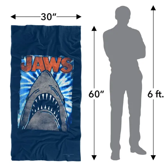 Jaws, 30"x60" Ocean Tie Dye Beach Towel