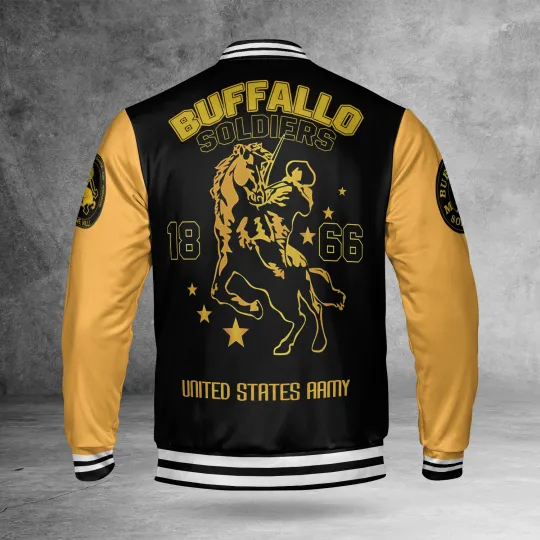 Buffalo Soldiers African Throwback 1866 Army 3D Baseball Jacket