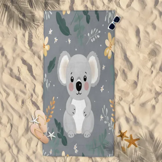 Microfiber Beach Towel Cute Koala Sand Free Lightweight Quick Dry 31"x61"