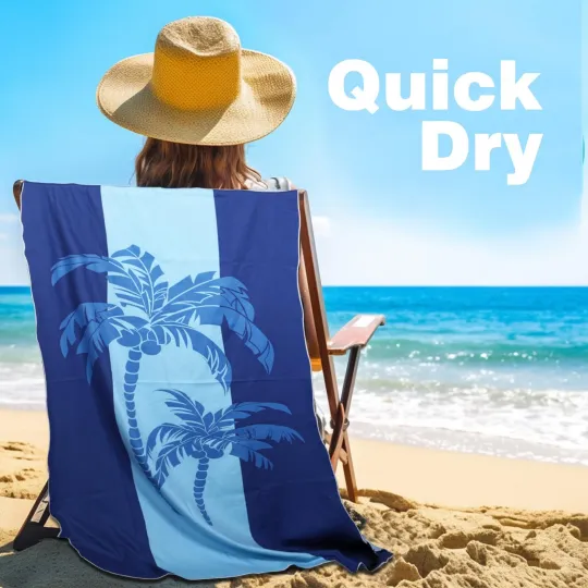 SKYREH Large Beach Towel, 71" x 39" Oversized Lightweight Compact Quick Dry S...