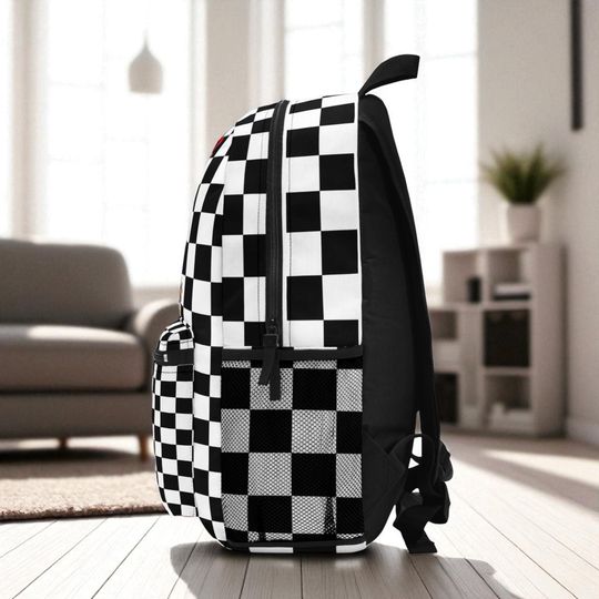 Labubu Inspired Superhero Backpack, Labubu Themed Bag, Checkerd Backpack, Back to School, Labubu Schoolbag