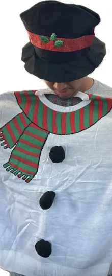 NEW Snowman Ugly christmas Sweater  3D With Hat MAD ENGINE S-XL