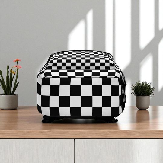 Labubu Inspired Superhero Backpack, Labubu Themed Bag, Checkerd Backpack, Back to School, Labubu Schoolbag