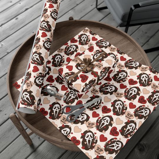 Scream/Ghost Face-Inspired Horror Themed Gift Wrap Paper