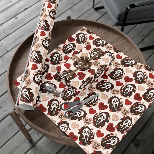 Scream/Ghost Face-Inspired Horror Themed Gift Wrap Paper