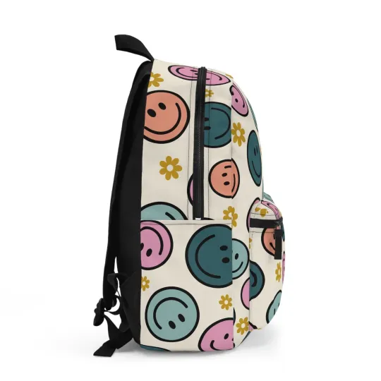 Smiley face Backpack Back to School Gift for Student Gift For Teen Retro