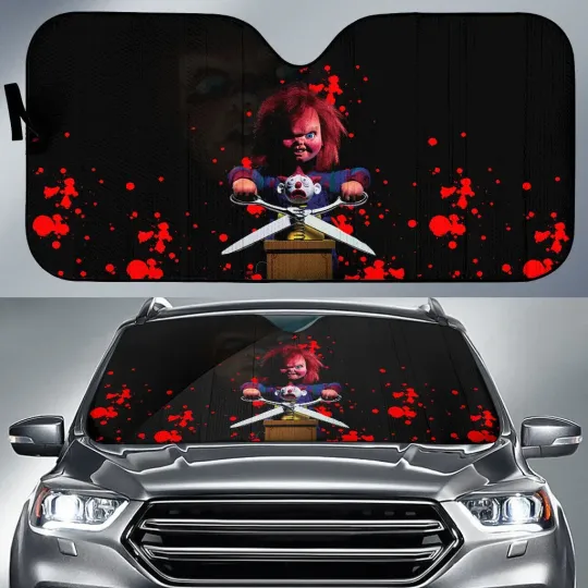 Chucky Wanna Play Child's Play Horror Fans Car Windshield Sun Shade