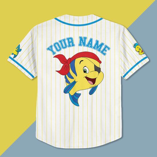 Personalized Flounder The Little Mermaid Baseball Jersey, Custom Flounder Baseball Jersey, The Little Mermaid Baseball Jersey