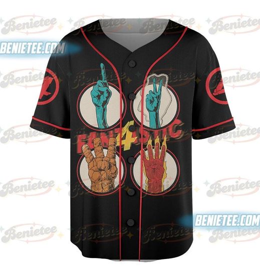 The Fantastic Four First Steps Baseball Jersey, Marvel Studio Superhero Jersey, Reed Richards Doctor Dooom Tee