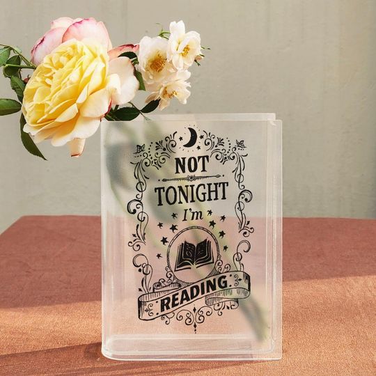 Not Tonight Im Reading Book Vase, Funny Bookish Quote Vase, Acrylic Dark Academia Decor, Sass Reader Shelf Art, Gothic Book Lover Gift
