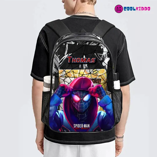 Miles Morales Spider Verse Movie Inspired Transparent Clear Backpack for School