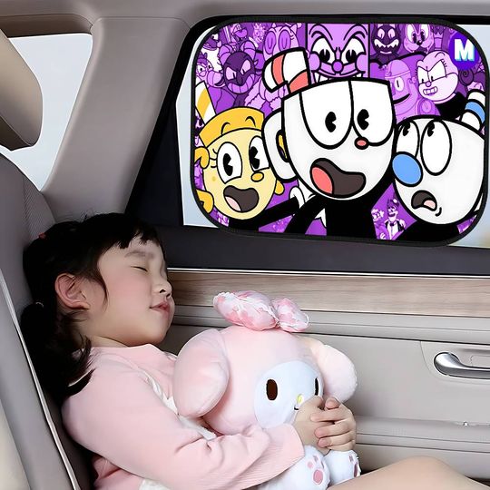 Cartoon Cuphead Car Sun Shade For Windshield