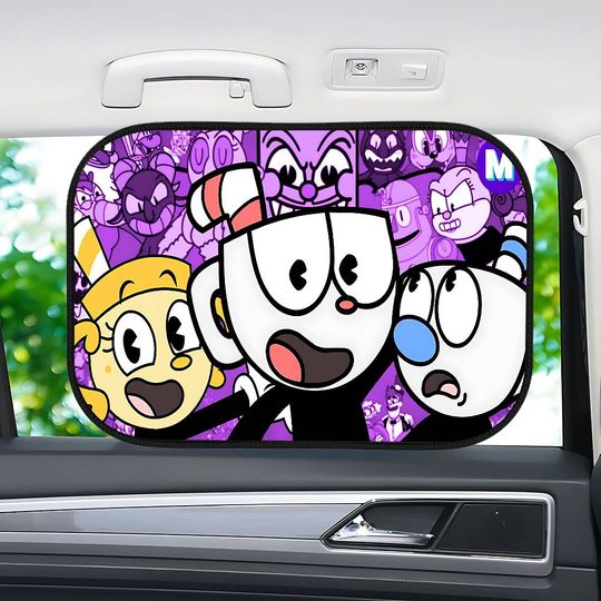 Cartoon Cuphead Car Sun Shade For Windshield