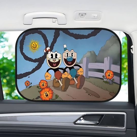 Cartoon Cuphead Car Sun Shade For Windshield