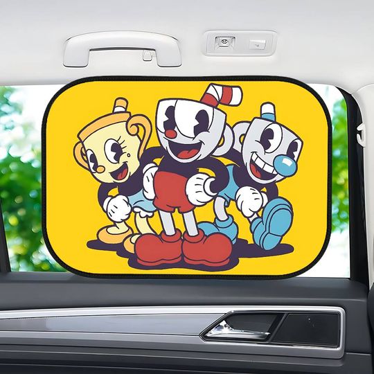 Cartoon Cuphead Car Sun Shade For Windshield