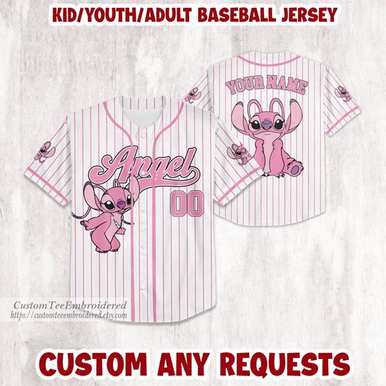 Custom Stitch & Angel Baseball Jersey, Lilo & Stitch Experiments Design for All Ages