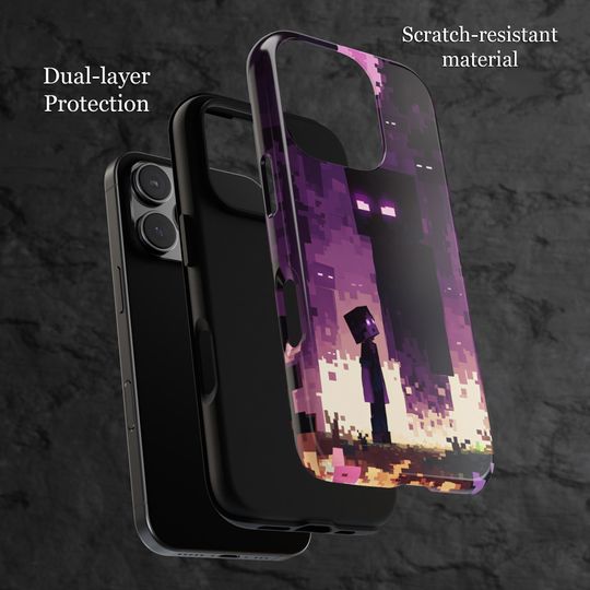 Enderman Pixel Art iPhone Flexi Case for Minecraft Game Fans