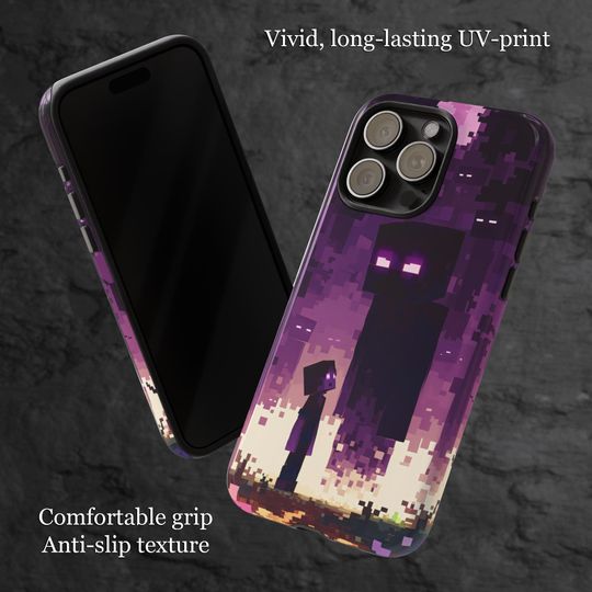 Enderman Pixel Art iPhone Flexi Case for Minecraft Game Fans