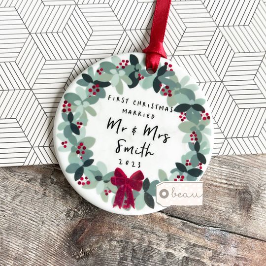 Personalised First Christmas Married Gift Wedding gift Mr Mrs