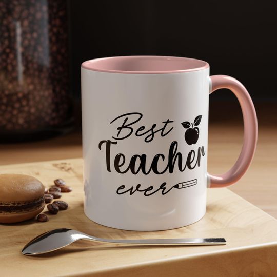 Best Teacher Ever Accent Coffee Mug - Perfect Gift for Educators, Teacher Appreciation, School, Coffee Lover, Classroom Decor