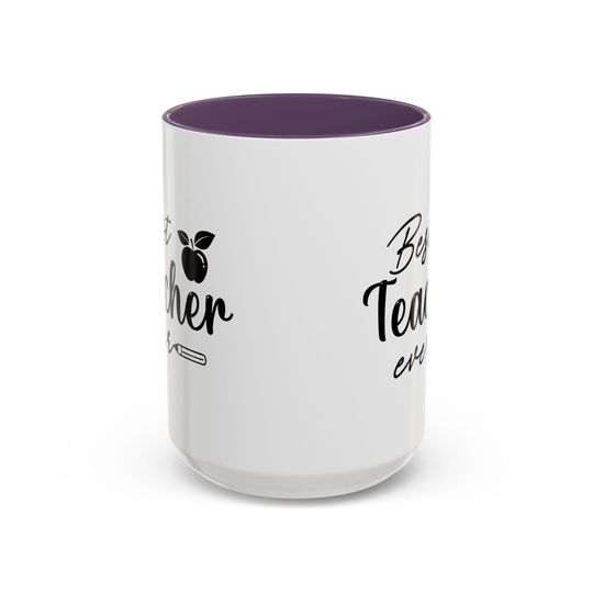 Best Teacher Ever Accent Coffee Mug - Perfect Gift for Educators, Teacher Appreciation, School, Coffee Lover, Classroom Decor