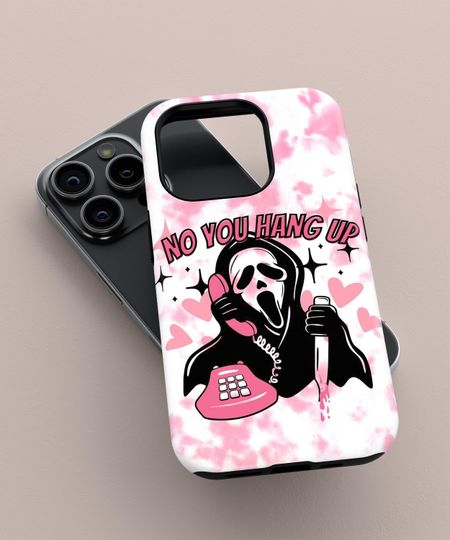 Halloween Ghost Phone Case, Girly Scream Skeleton Skull Pattern Print Cover