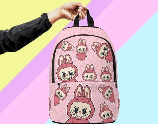 Labubu Inspired Pink Backpack, Labubu Themed Bag, Labubu Gif