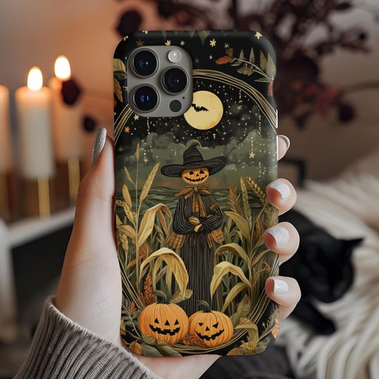 Halloween Phone Case iPhone,Pumpkin Scarecrow Fall Aesthetic Case