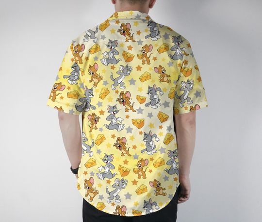 Tom And Jerry Hawaiian Shirt Tropical Button Up Shirt Summer Aloha Hawaii Shirt Summer Beach Short Funny Tom Shirt Gifts