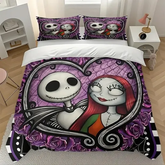Jack & Sally Nightmare Before Christmas Halloween Bedding Set