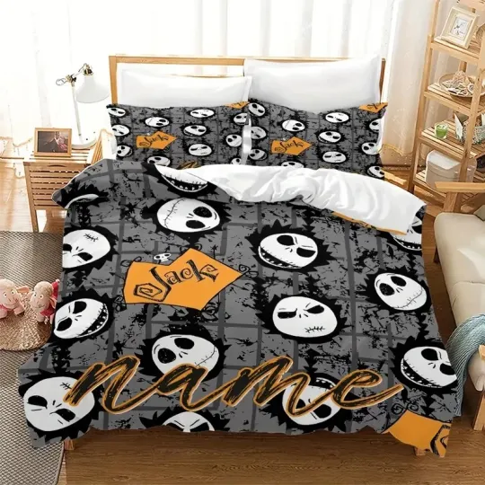 Personalized Jack Skellington Face Nightmare Before Christmas Bedding Set