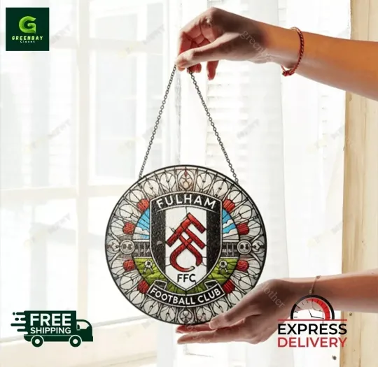 Fulham Football Team Stained Glass Suncatcher Window Hanging Decor