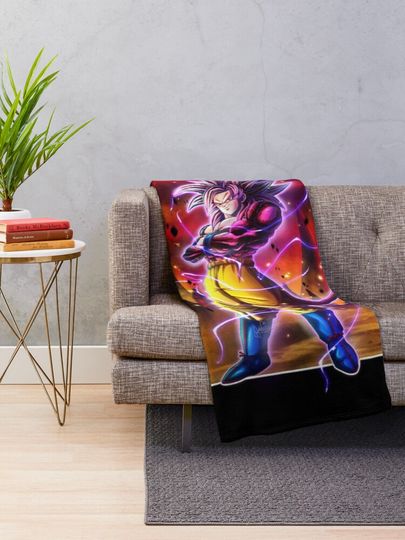 Son Goku SSJ4 Throw Blanket, Gift for Fan, for All Age