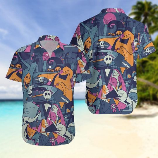 Halloween Town Hawaiian Shirt, Jack Skellington Button Shirt