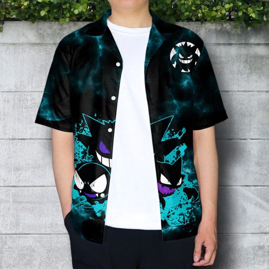 Gengar Hawaiian Shirt - Ghost Type Inspired Button Up