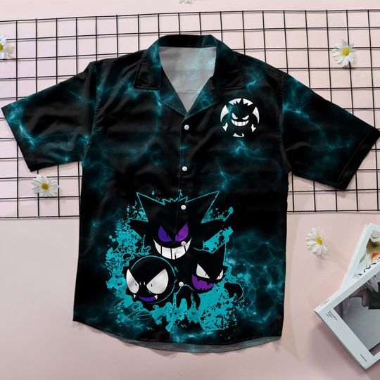 Gengar Hawaiian Shirt - Ghost Type Inspired Button Up