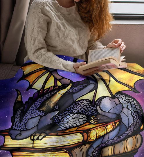 Book Dragon Blanket, Fantasy Reading, Fantasy Dragon Blanket, Blanket for book lover, Fantasy Fleece , fourth wing, fantasy books Fleece