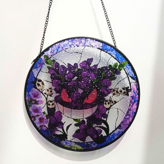 Haunted Night PKM Glass Suncatcher, Legendary Ghost Window Art