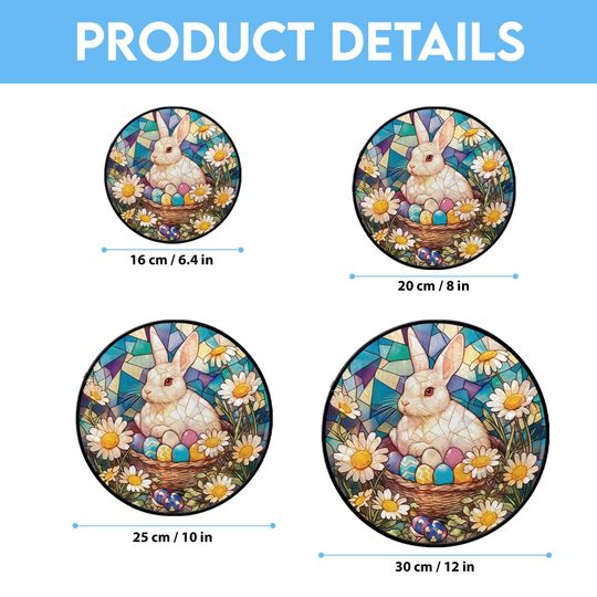 Easter Bunny Eggs Suncatcher, Stained Glass Easter Decor