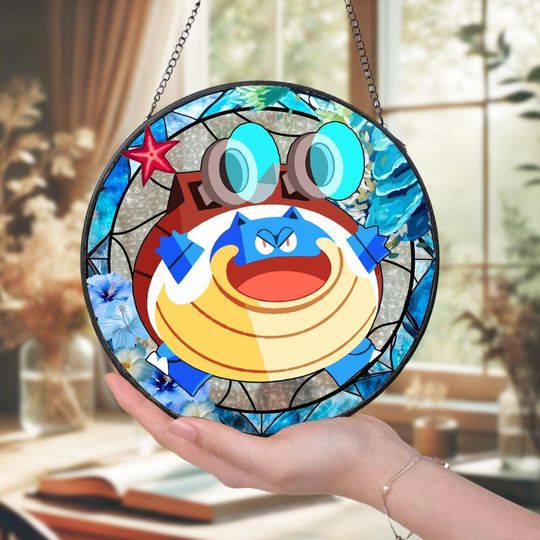 PKM Ocean Glass Suncatcher, Ocean-Inspired Window Art