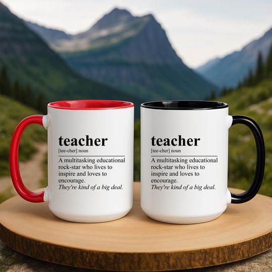 Teacher Definition Coffee Mug  Funny Educator Gift, Multitasking Rockstar Quote Mug for Teachers, Back to School or Teacher Appreciation