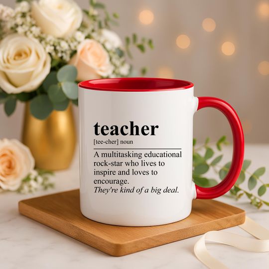 Teacher Definition Coffee Mug  Funny Educator Gift, Multitasking Rockstar Quote Mug for Teachers, Back to School or Teacher Appreciation