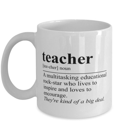 Teacher Definition Coffee Mug  Funny Educator Gift, Multitasking Rockstar Quote Mug for Teachers, Back to School or Teacher Appreciation